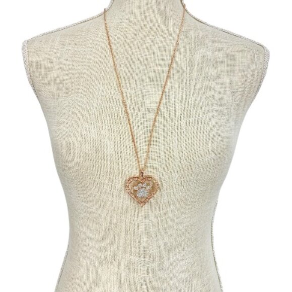 FAC Paws Of Love Crystal Heart Paw Pendant Necklace - Picture 2 of 10